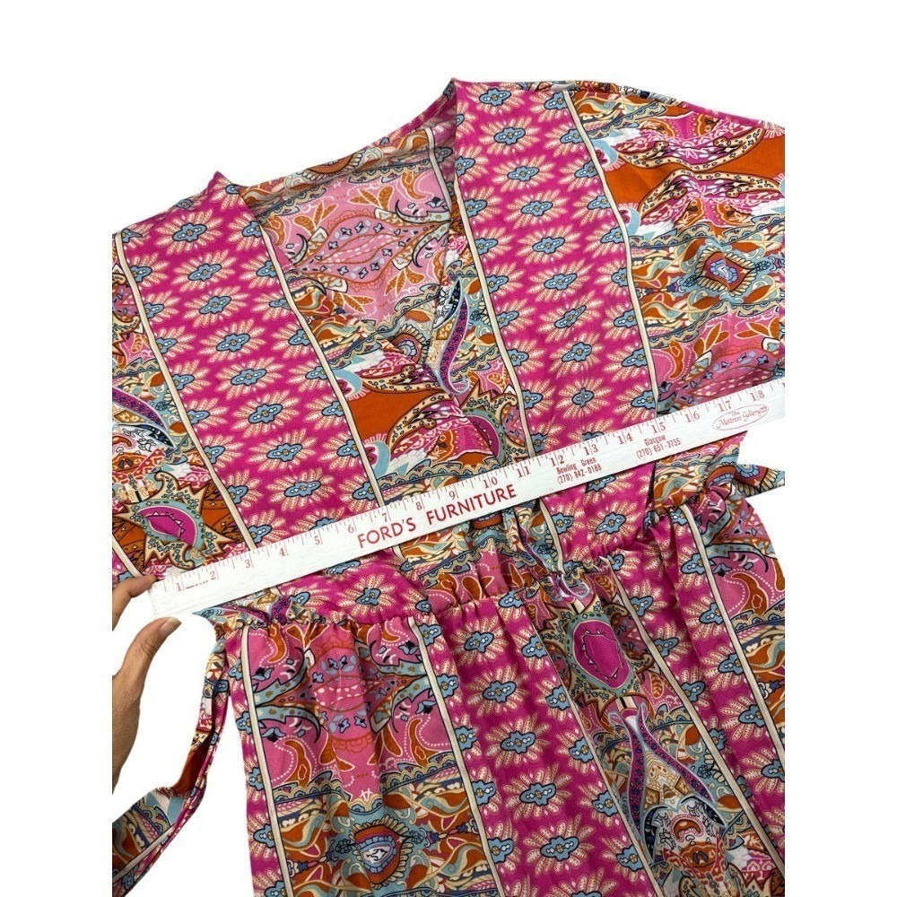 Cupshe Tiered Maxi Dress Large Pink V-Neck Elastic Waist Side Slits NWT Boho - Picture 5 of 9